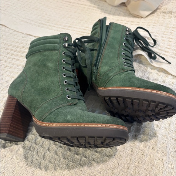 Green Suede Lace-Up Boots - Picture 2 of 5